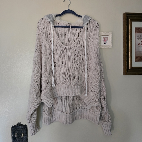 Free People Sweaters - Free People Elan Tierra Cable Knit Hoodie Sweater